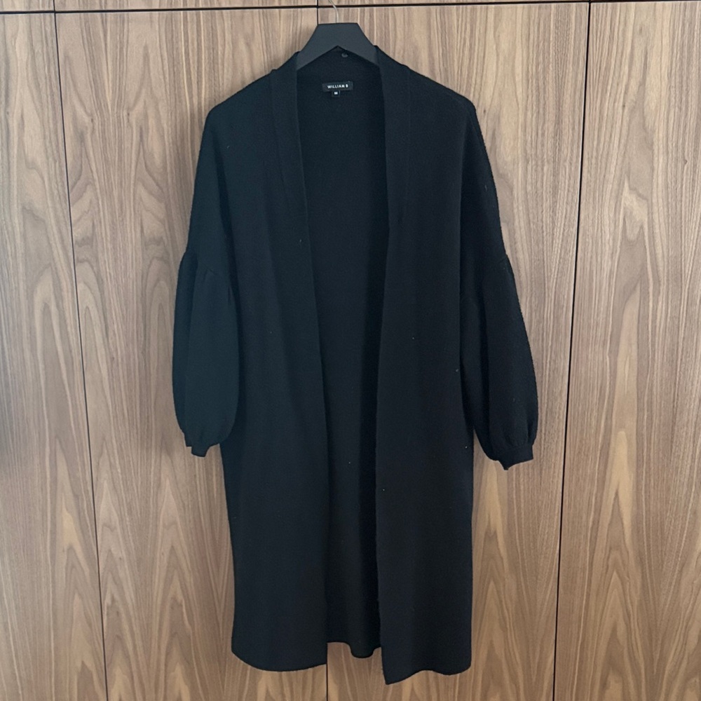 Wilfred Black Open Cardigan with Balloon Sleeves